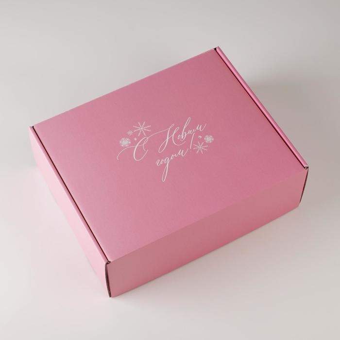 Коробка подарочная новогодняя складная «Розовый новый год», 27 х 21 х 9 см, Новый год