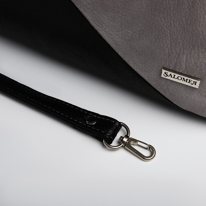 Сумка-тоут "Саломея" на молнии, цвет серый/чёрный