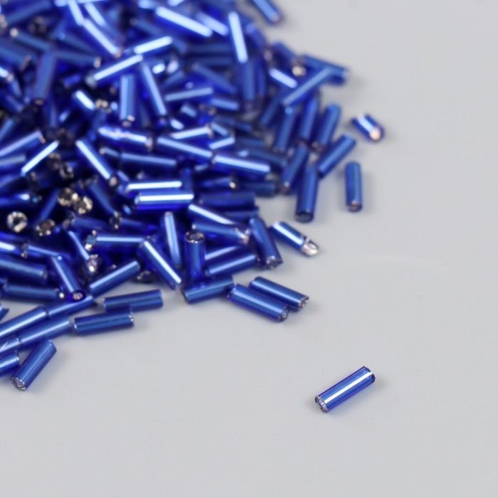 Стеклярус стекло 3”  Стеклярус стекло 3” "Ярко-синий" металлик набор 20 гр