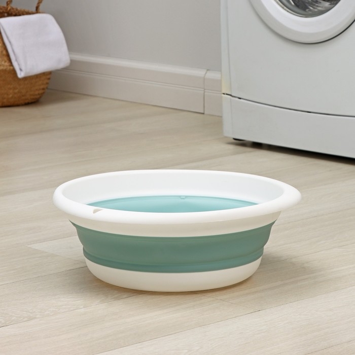 Таз складной «Флекс», 10 л, 39.5×40×5.5 см, цвет морская волна Таз складной «Флекс», 10 л, 39.5×40×5.5 см, цвет морская волна