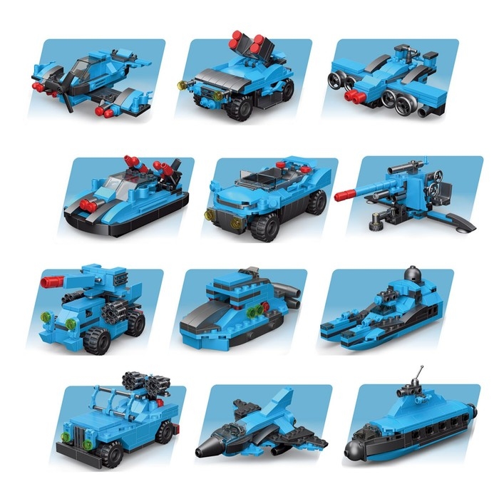 Конструктор блочный «Боевой вертолёт», 727 деталей Конструктор блочный «Боевой вертолёт», 727 деталей