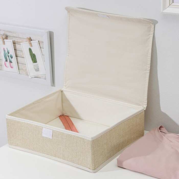 Органайзеры для хранения белья «Пастель», 3 шт, с крышкой, 31,5×25×10 см, цвет бежевый Органайзеры для хранения белья «Пастель», 3 шт, с крышкой, 31,5×25×10 см, цвет бежевый