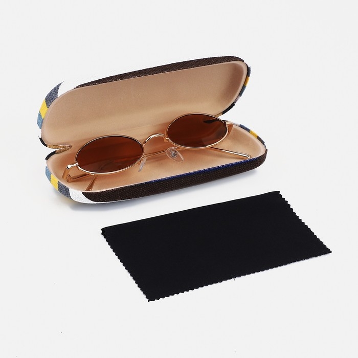 Футляр для очков на хлопушке, длина 16 см, цвет разноцветный/голубой Футляр для очков на хлопушке, длина 16 см, цвет разноцветный/голубой