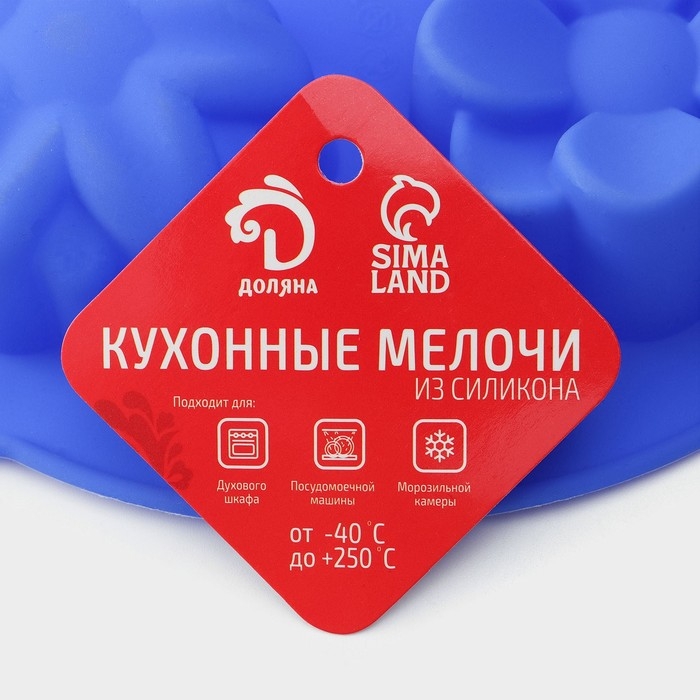 Форма для выпечки Доляна &laquo;Немецкий кекс. Цветы&raquo;, силикон, 29&times;17,5 см, 6 ячеек, цвет МИКС