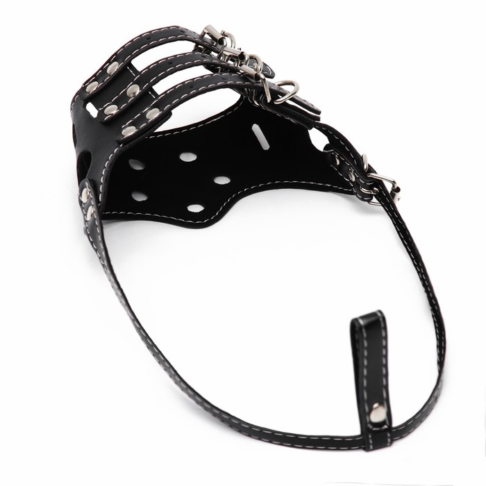 Намордник из прессованной кожи регулируемый, №3, ДН 6,8 см, ОМ 21-28 см, чёрный Намордник из прессованной кожи регулируемый, №3, ДН 6,8 см, ОМ 21-28 см, чёрный