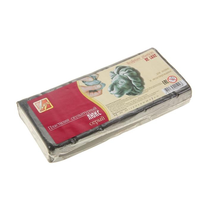 Пластилин скульптурный серый, 500 г  Пластилин скульптурный серый, 500 г "Луч" De Luxe