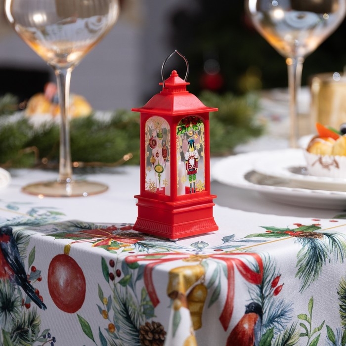 Светодиодная фигура «Красный фонарь с щелкунчиком» 5 × 12 × 5 см, пластик, батарейки AG13х3 (в комплекте), свечение тёплое белое