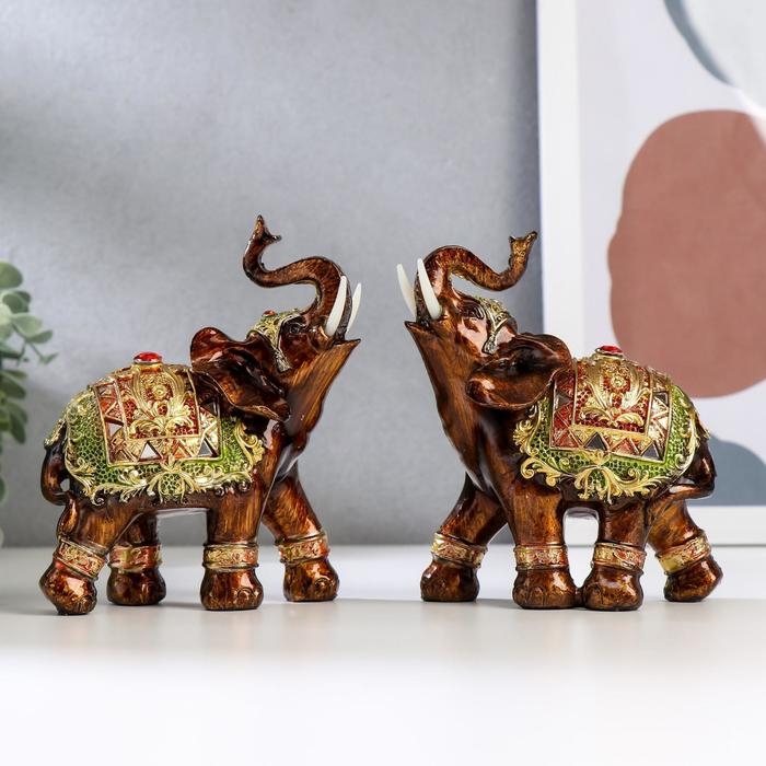 Сувенир полистоун Сувенир полистоун "Слон в яркой попоне с золотом" МИКС 12х6,5х13 см