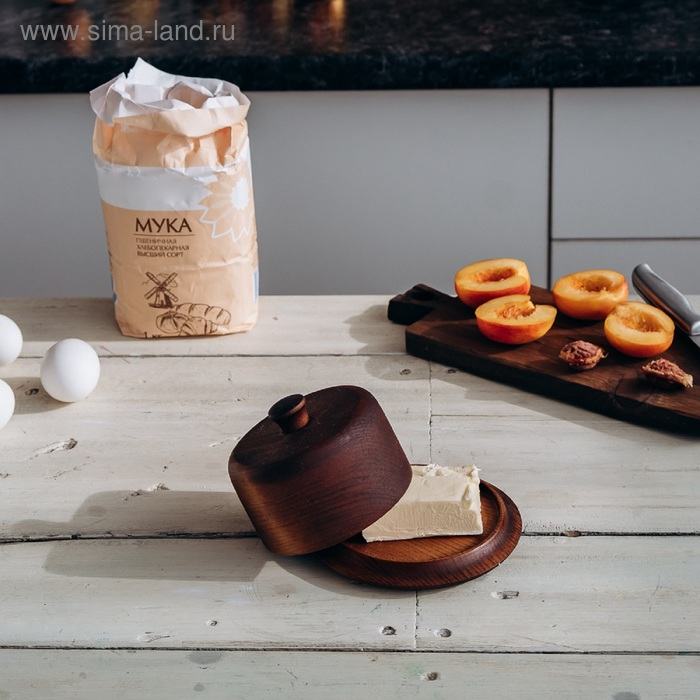 Маслёнка из натурального кедра Magistro, 13,5×9×2 см, цвет шоколадный Маслёнка из натурального кедра Magistro, 13,5×9×2 см, цвет шоколадный