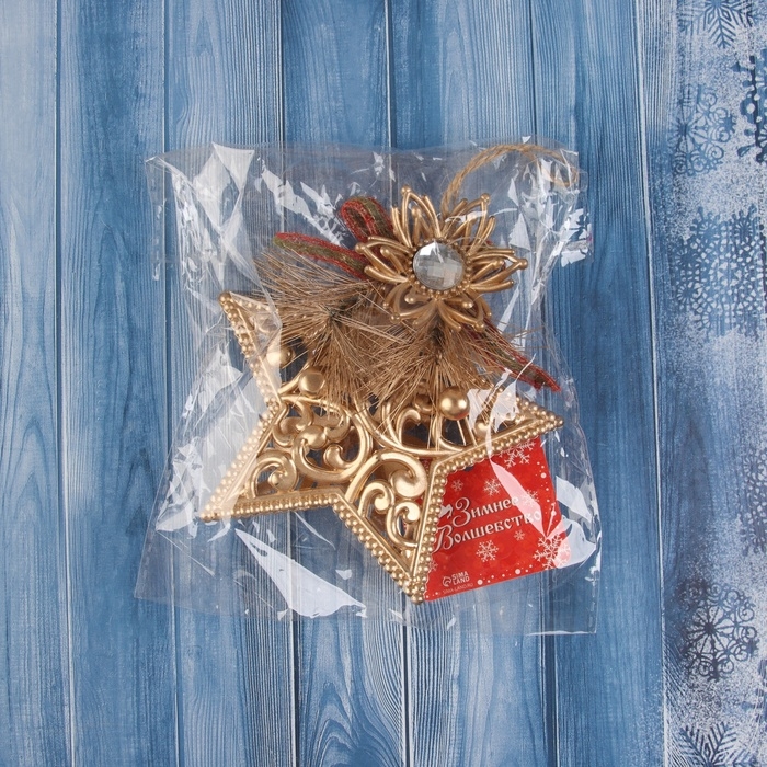Украшение ёлочное Украшение ёлочное "Звезда с цветком" 12х12 см, золото