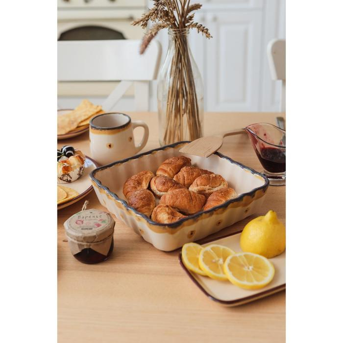 Емкость для запекания  Емкость для запекания "Волна квадратная" 1,5л / 6,5х23х23см, карамель