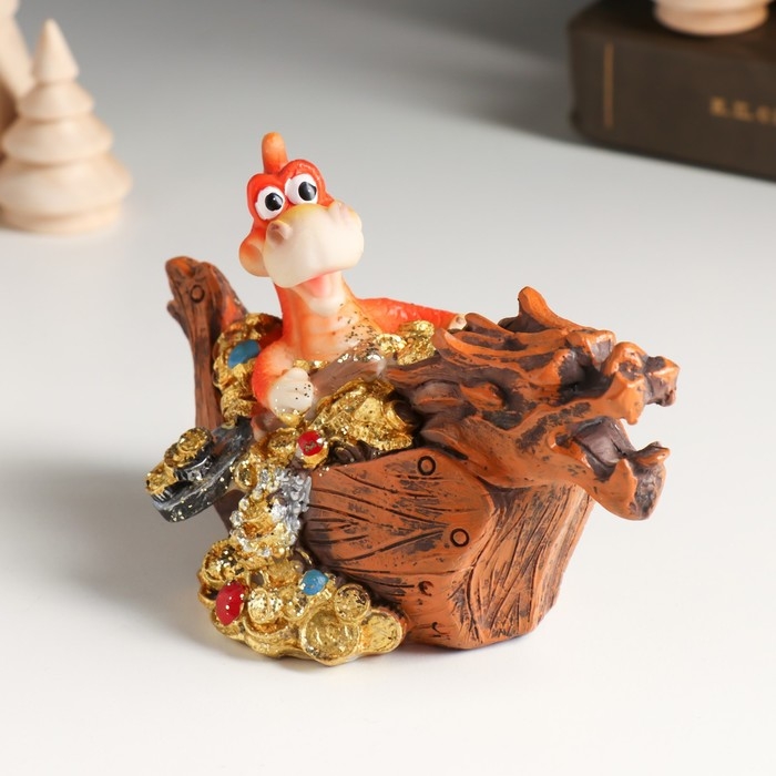 Копилка полистоун Копилка полистоун "Дракоша на лодке-драконе" МИКС 12х6,8х7,8 см