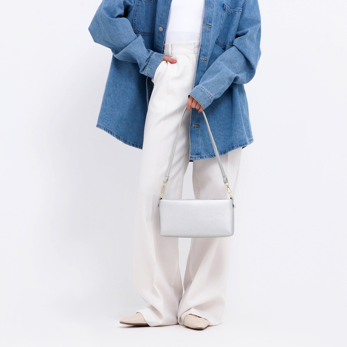 Сумка женская кросс-боди на молнии, цвет серебряный