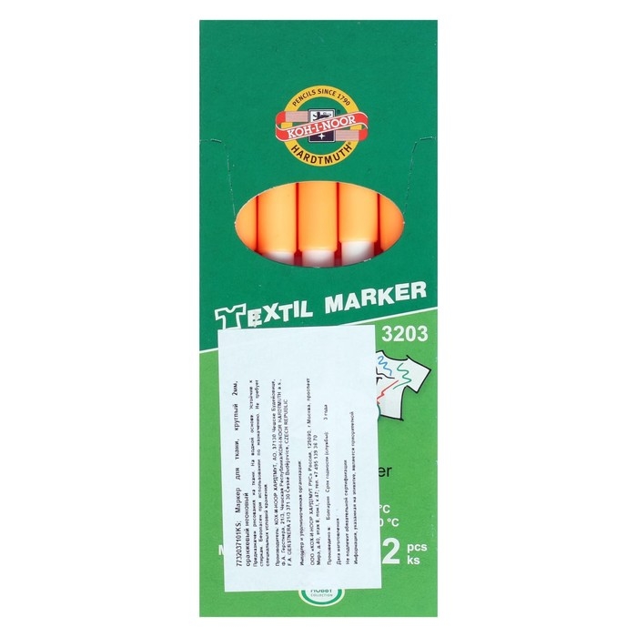 Маркер для ткани 2.0 мм Koh-I-Noor 3203/71, длина письма 500 м, неоновый оранжевый Маркер для ткани 2.0 мм Koh-I-Noor 3203/71, длина письма 500 м, неоновый оранжевый