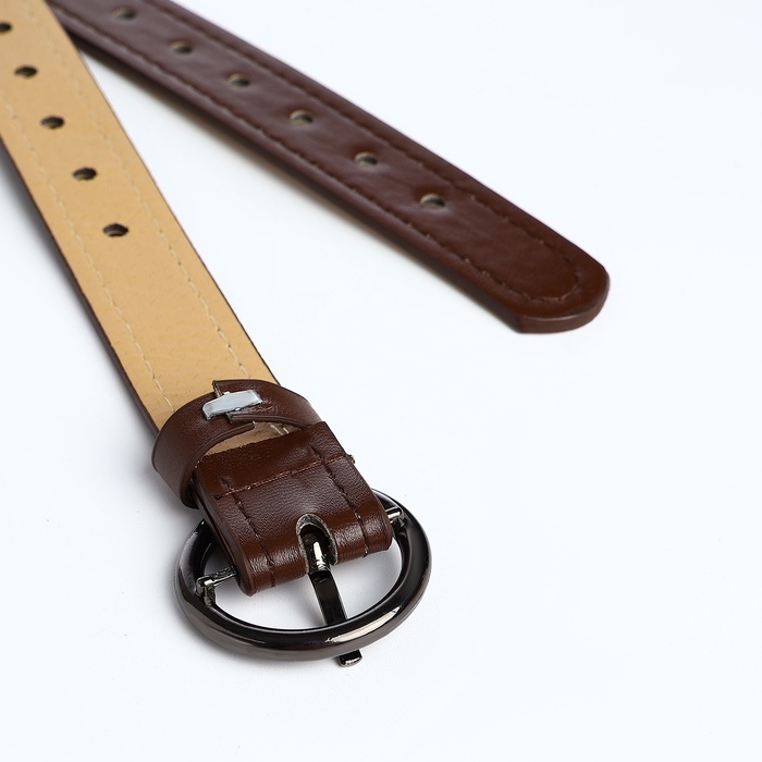 Ремень жен 03-01-03-01 Июнь13, 1,6*0,3*110 см, Люверсы, пряжка т-металл, 1 прокол, корич