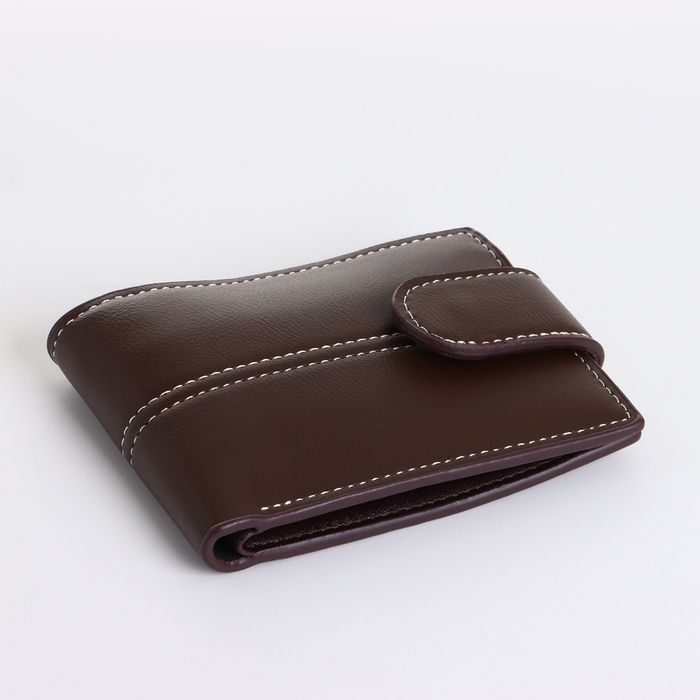 Портмоне мужское на кнопке, цвет коричневый