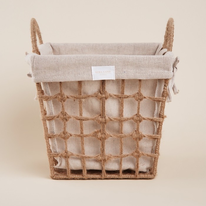 Корзина для хранения SL Home, ручное плетение, с ручками, квадратная, джут, 27×27×31 см Корзина для хранения SL Home, ручное плетение, с ручками, квадратная, джут, 27×27×31 см