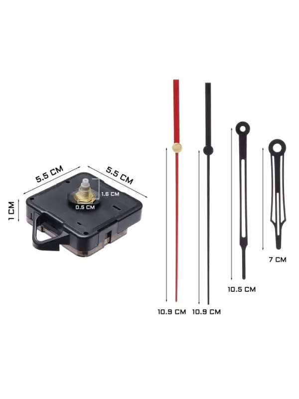 Часовой механизм со стрелками &laquo;Соломон-43&raquo;, плавный ход, шток 16 мм, стрелки 72/105/108 мм