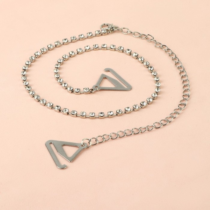 Бретели декоративные со стразами, фурнитура металл, 3 мм, 45 см, пара, цвет серебряный Бретели декоративные со стразами, фурнитура металл, 3 мм, 45 см, пара, цвет серебряный