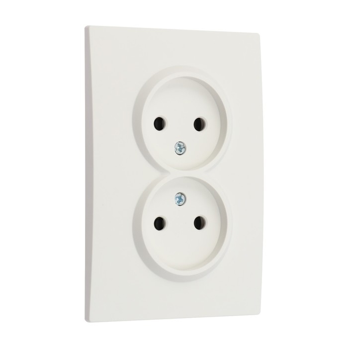 Розетка двухместная TOT Elegant, 10 А, скрытая, без з/к, белая Розетка двухместная TOT Elegant, 10 А, скрытая, без з/к, белая