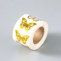 Наклейка бумага, ПВХ &laquo;Бабочки&raquo;, 3&times;2 см, 500 шт. в рулоне, золото, 5&times;5&times;3 см