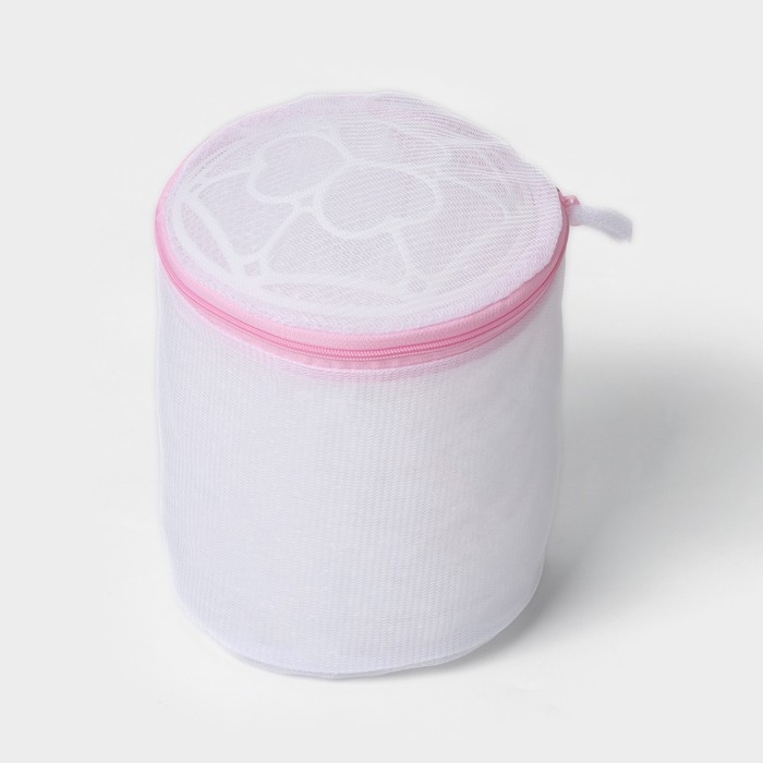 Мешок для стирки белья с диском Доляна, 15×15 см, мелкая сетка, цвет белый