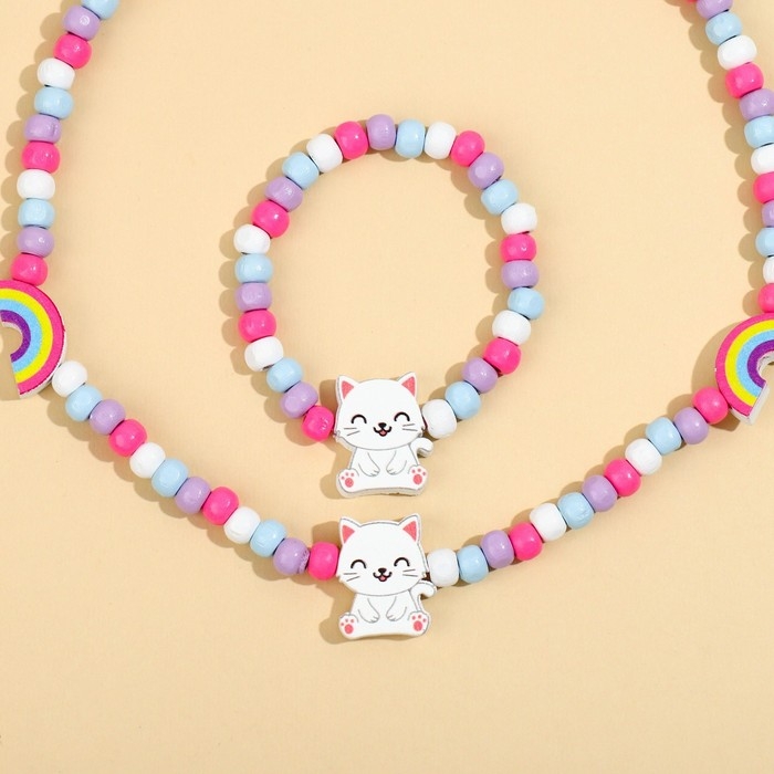 Бижутерия «Веселись на всю» набор для девочек: браслет и бусы, 7 х 9 см Бижутерия «Веселись на всю» набор для девочек: браслет и бусы, 7 х 9 см