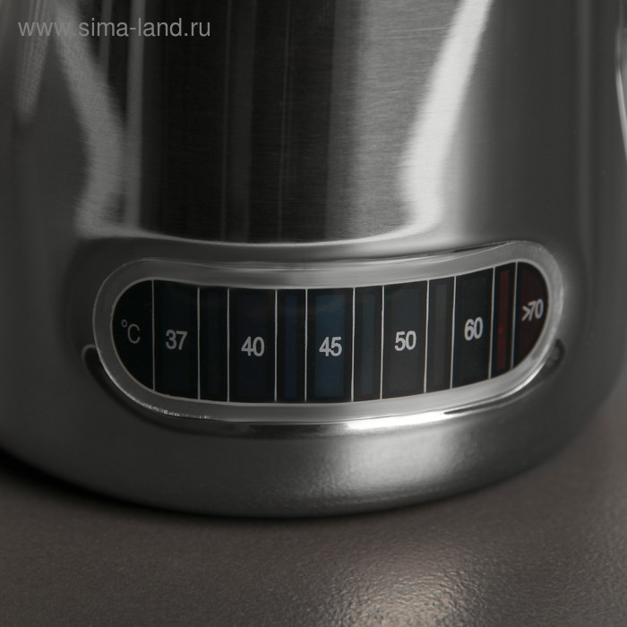 Молочник питчер из нержавеющей стали, 600 мл, с индикатором температуры, 304 сталь, цвет хромированный Молочник питчер из нержавеющей стали, 600 мл, с индикатором температуры, 304 сталь, цвет хромированный