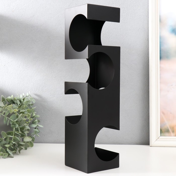 Сувенир металл подставка под бутылки  Сувенир металл подставка под бутылки "Геометрия" чёрный 10х10х40 см