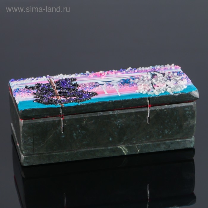 Ларец Ларец "Зима" 15х7х5,5 см, каменная крошка, змеевик