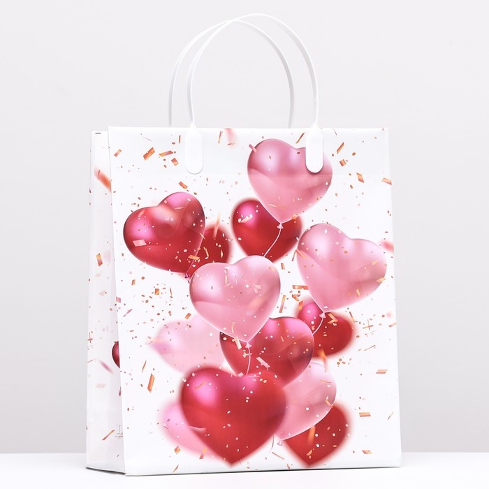 Пакет Пакет "Сердца", мягкий пластик, 26 x 23 см, 110 мкм
