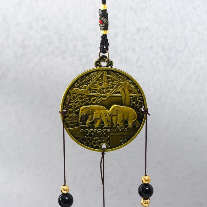 Музыка ветра металл Музыка ветра металл "Слоны на монете" 2 колокольчика 37 см