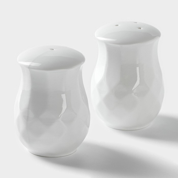 Набор для специй керамический «Эстет. Герда», 2 предмета: солонка, перечница, цвет белый Набор для специй керамический «Эстет. Герда», 2 предмета: солонка, перечница, цвет белый