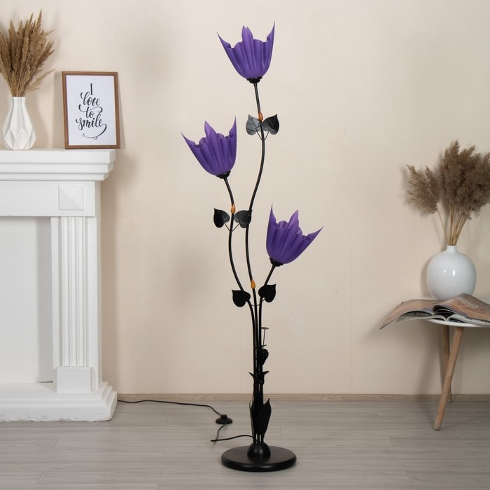 Торшер  Торшер "Ариадна" 3хЕ27 15Вт чёрно-фиолетовый h.155 см