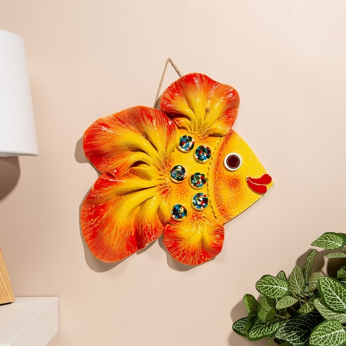 Сувенир Сувенир "Золотая рыбка", вид 1, майолика, 25 см, микс