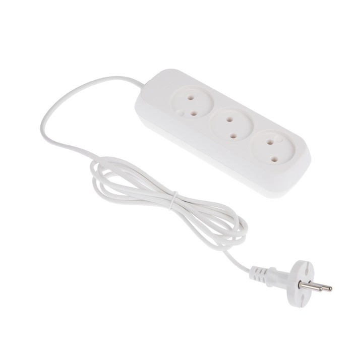 Удлинитель 3 розетки, 1.7 м, 6 А, 1300 Вт, ШВВП 2х0.5 мм2, без з/к, белый Удлинитель 3 розетки, 1.7 м, 6 А, 1300 Вт, ШВВП 2х0.5 мм2, без з/к, белый