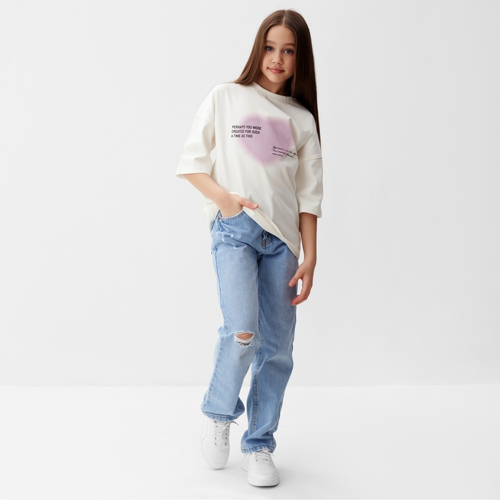 Футболка детская MINAKU цвет молочный, рост 122 см Футболка детская MINAKU цвет молочный, рост 122 см