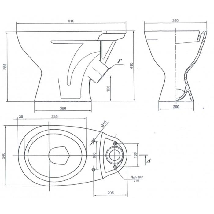 Унитаз компакт ЛЗСФ Унитаз компакт ЛЗСФ "Универсал NEW 45", нижняя подводка, косой выпуск, сиденье, кнопка