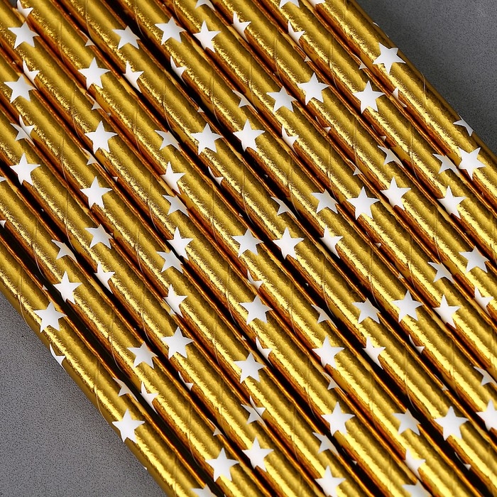 Трубочки для коктейля «Звёзды», набор 12 шт., цвет золото Трубочки для коктейля «Звёзды», набор 12 шт., цвет золото