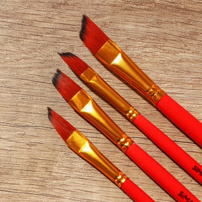 Кисть для рисования набор 4 шт. синтетика плоские «Давид», №4,6,8,10 Кисть для рисования набор 4 шт. синтетика плоские «Давид», №4,6,8,10