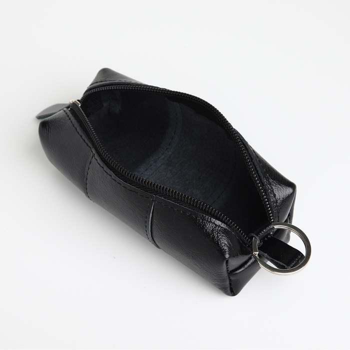 Ключница карманная на молнии, TEXTURA, длина 12,5 см, кольцо, цвет чёрный Ключница карманная на молнии, TEXTURA, длина 12,5 см, кольцо, цвет чёрный