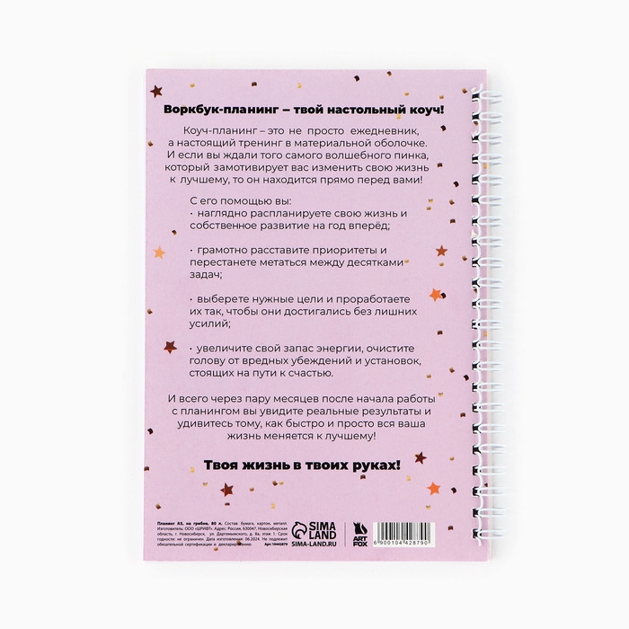 Новый год. Планинг А5, 80 листов, на гребне «Твой лучший год», в мягкой обложке Новый год. Планинг А5, 80 листов, на гребне «Твой лучший год», в мягкой обложке
