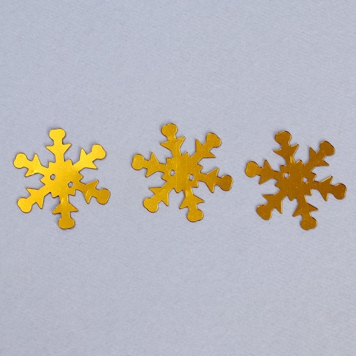 Пайетки «Снег» 20 г, цвет золото, 25 мм