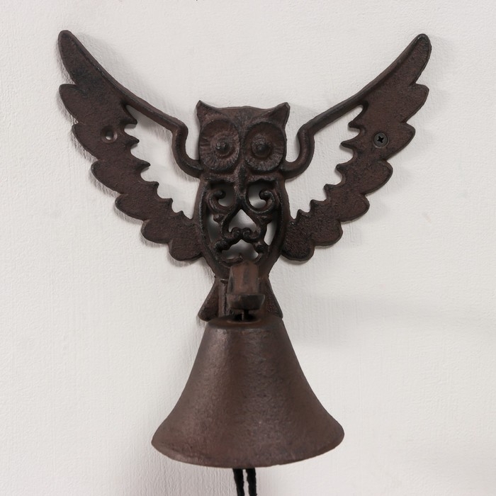 Колокол сувенирный чугун  Колокол сувенирный чугун "Филин - полёт" 23х14,5х21,6 см