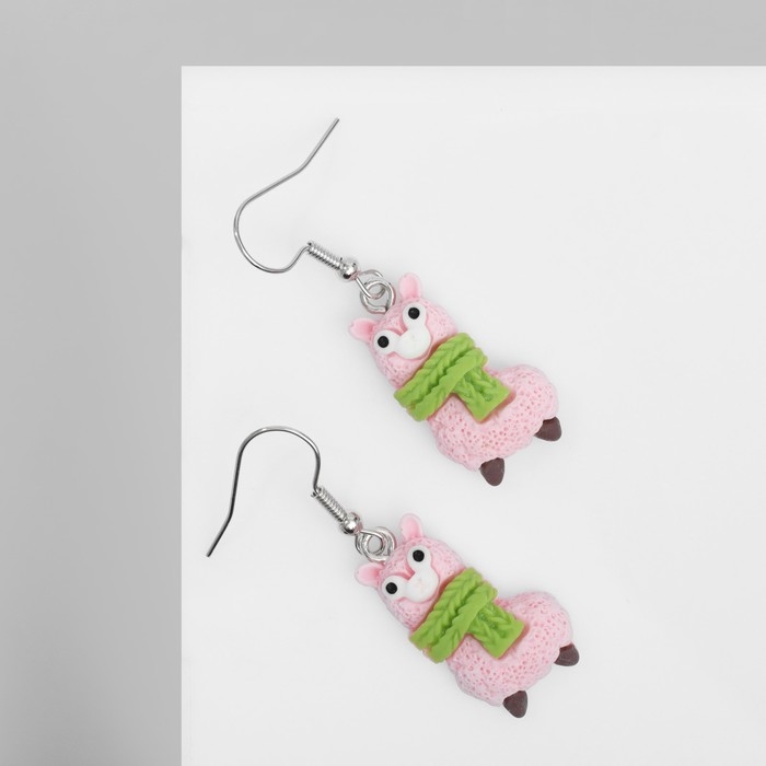 Серьги ассорти «Радость» ламы, цвет зелёно-розовый в серебре Серьги ассорти «Радость» ламы, цвет зелёно-розовый в серебре