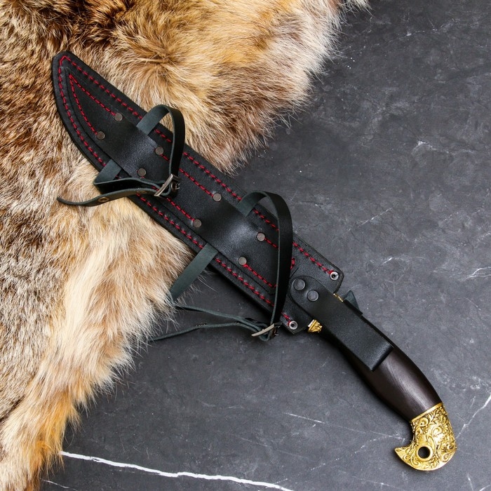 Нож кавказский Нож кавказский "Пластунский" с ножнами, гарда - латунь, сталь - 65х13, рукоять - граб