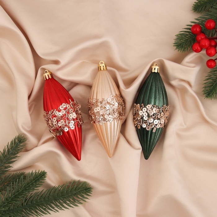 Украшение ёлочное Украшение ёлочное "Сосулька Коул" (набор 3 шт) 12х4.5 см, микс