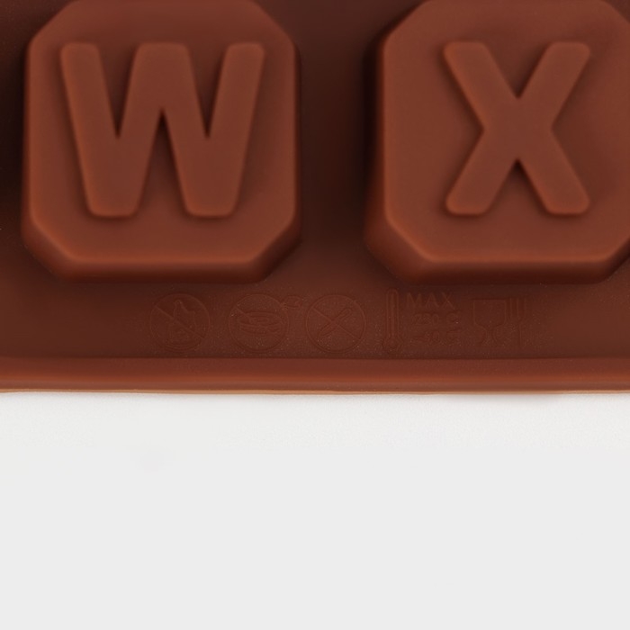 Форма для кондитерских украшений Доляна «Англ.алфавит», силикон, 18×15 см, 30 ячеек (2×2 см), цвет коричневый Форма для кондитерских украшений Доляна «Англ.алфавит», силикон, 18×15 см, 30 ячеек (2×2 см), цвет коричневый