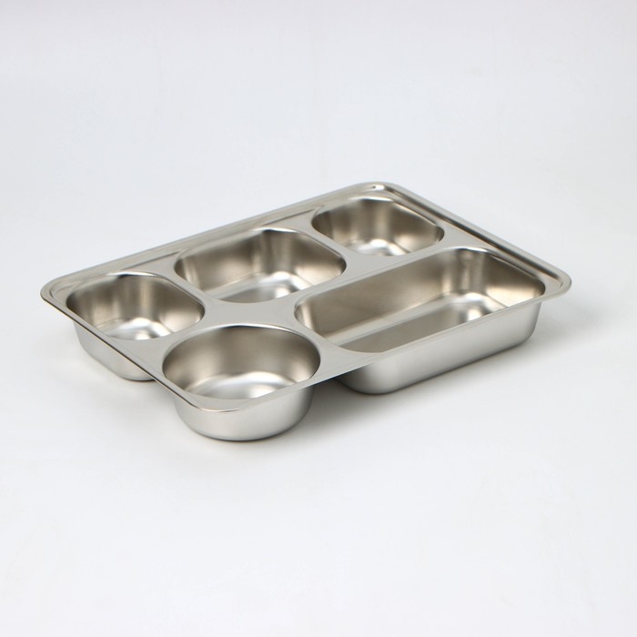 Поднос из нержавеющей стали, 5 секций, 28×22×4 см Поднос из нержавеющей стали, 5 секций, 28×22×4 см