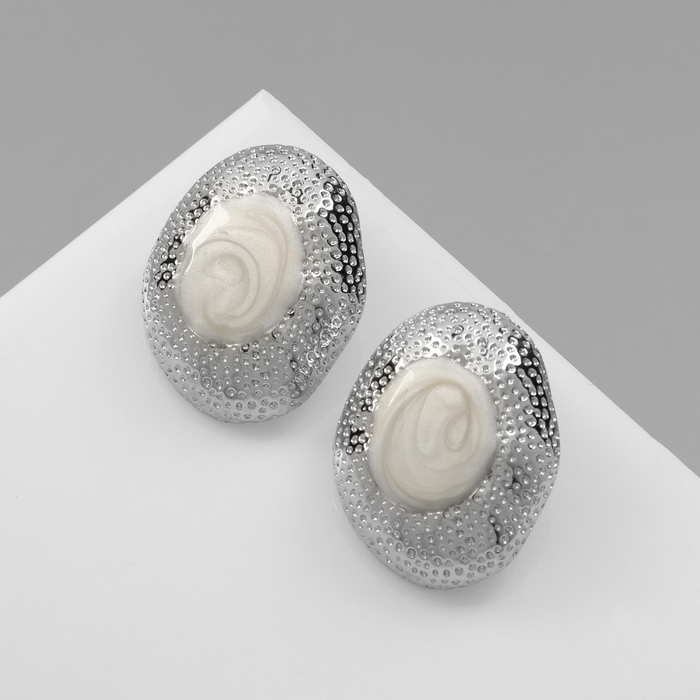 Серьги с жемчугом &laquo;Абстракция&raquo; жемчужная ракушка, цвет белый в серебре